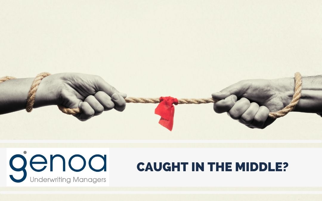 Genoa Underwriting Managers concept showing two hands pulling a rope in opposite directions, symbolising